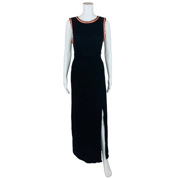 Free People Sabrina Maxi Dress Women’s Black Sleeveless Open Back High Slit S - Picture 1 of 15